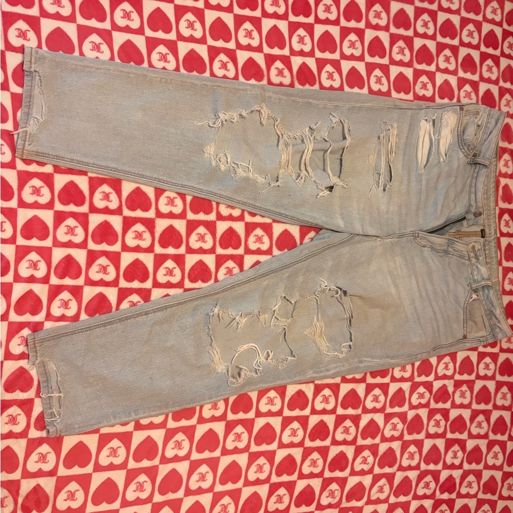 American Eagle Outfitters Light Blue High Rise Distressed Jeans